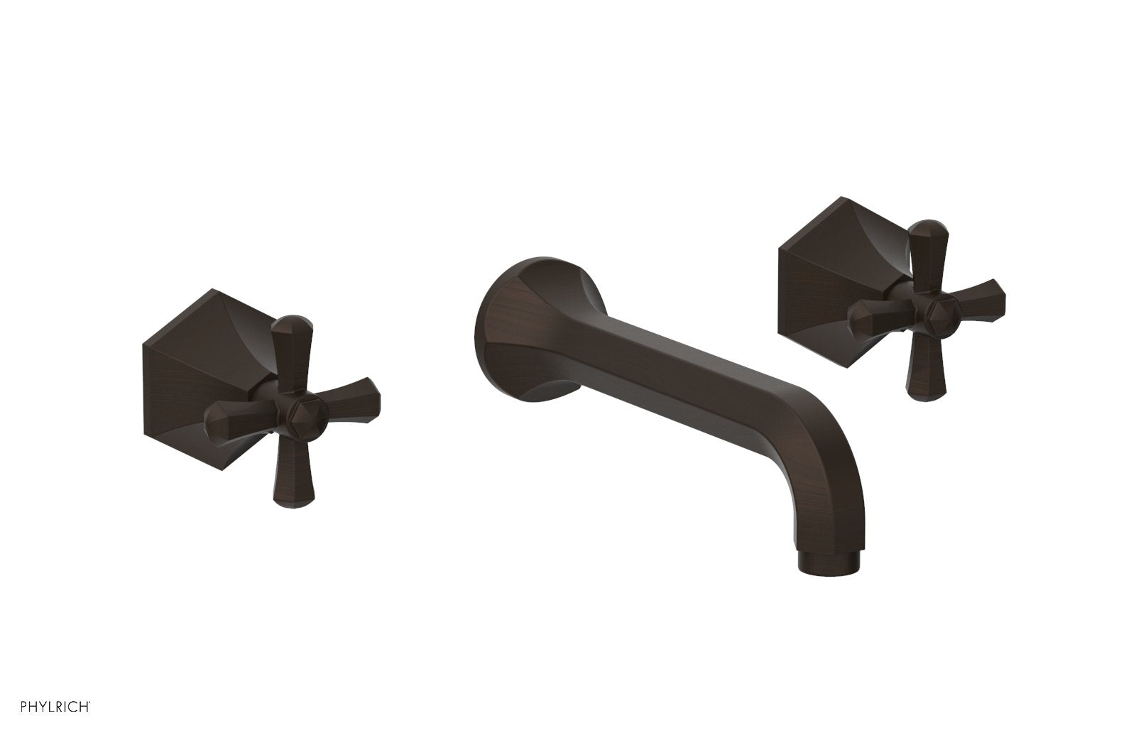 1-1/8" - Antique Bronze - LE VERRE & LA CROSSE Wall Tub Set - Cross Handles  by Phylrich - New York Hardware