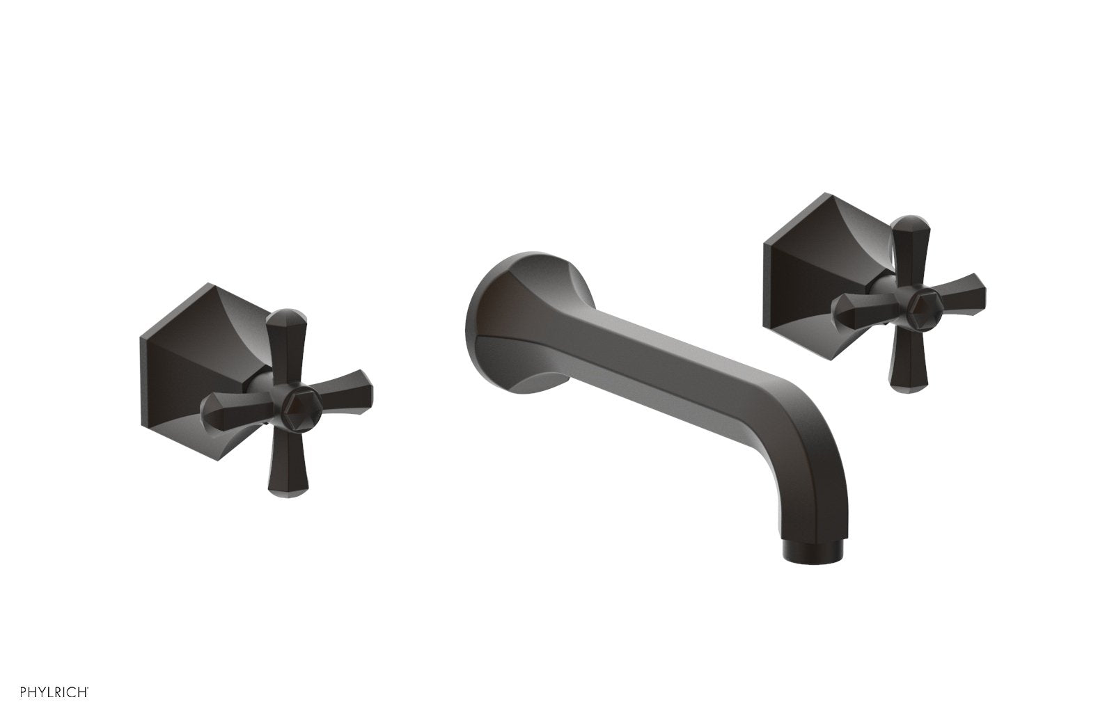 1-1/8" - Oil Rubbed Bronze - LE VERRE & LA CROSSE Wall Tub Set - Cross Handles  by Phylrich - New York Hardware