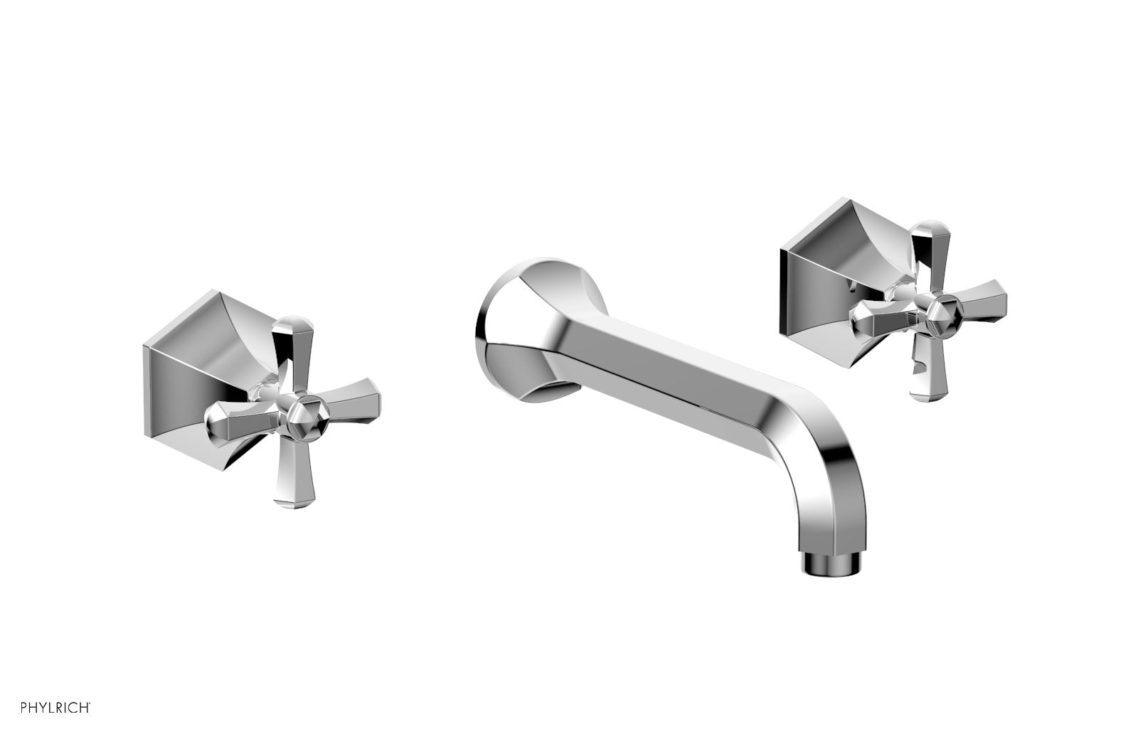1-1/8" - Satin Brass - LE VERRE & LA CROSSE Wall Tub Set - Cross Handles  by Phylrich - New York Hardware