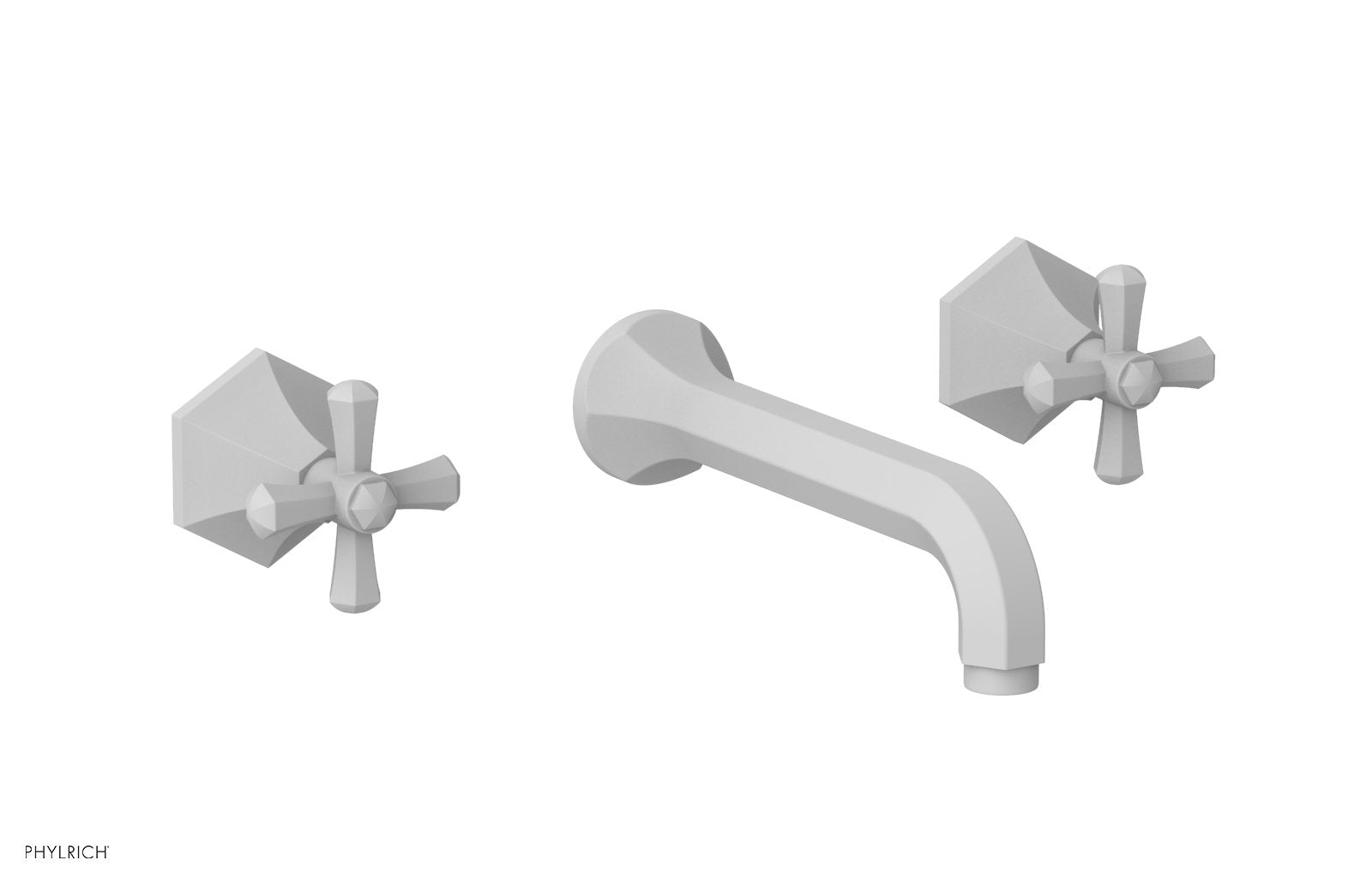 1-1/8" - Satin White - LE VERRE & LA CROSSE Wall Tub Set - Cross Handles  by Phylrich - New York Hardware