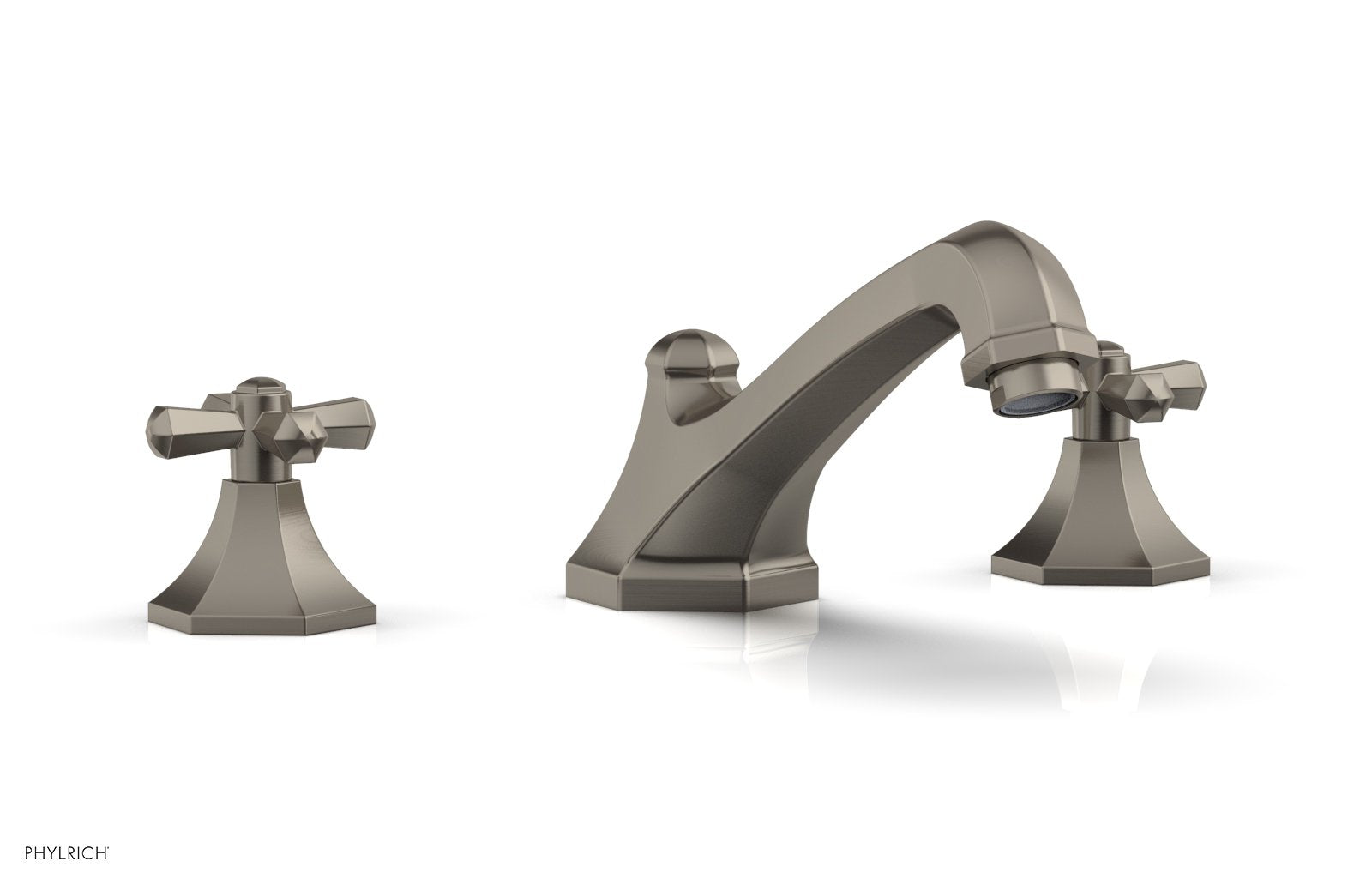 1-1/8" - Burnished Nickel - LE VERRE & LA CROSSE Deck Tub Set - Cross Handles  by Phylrich - New York Hardware