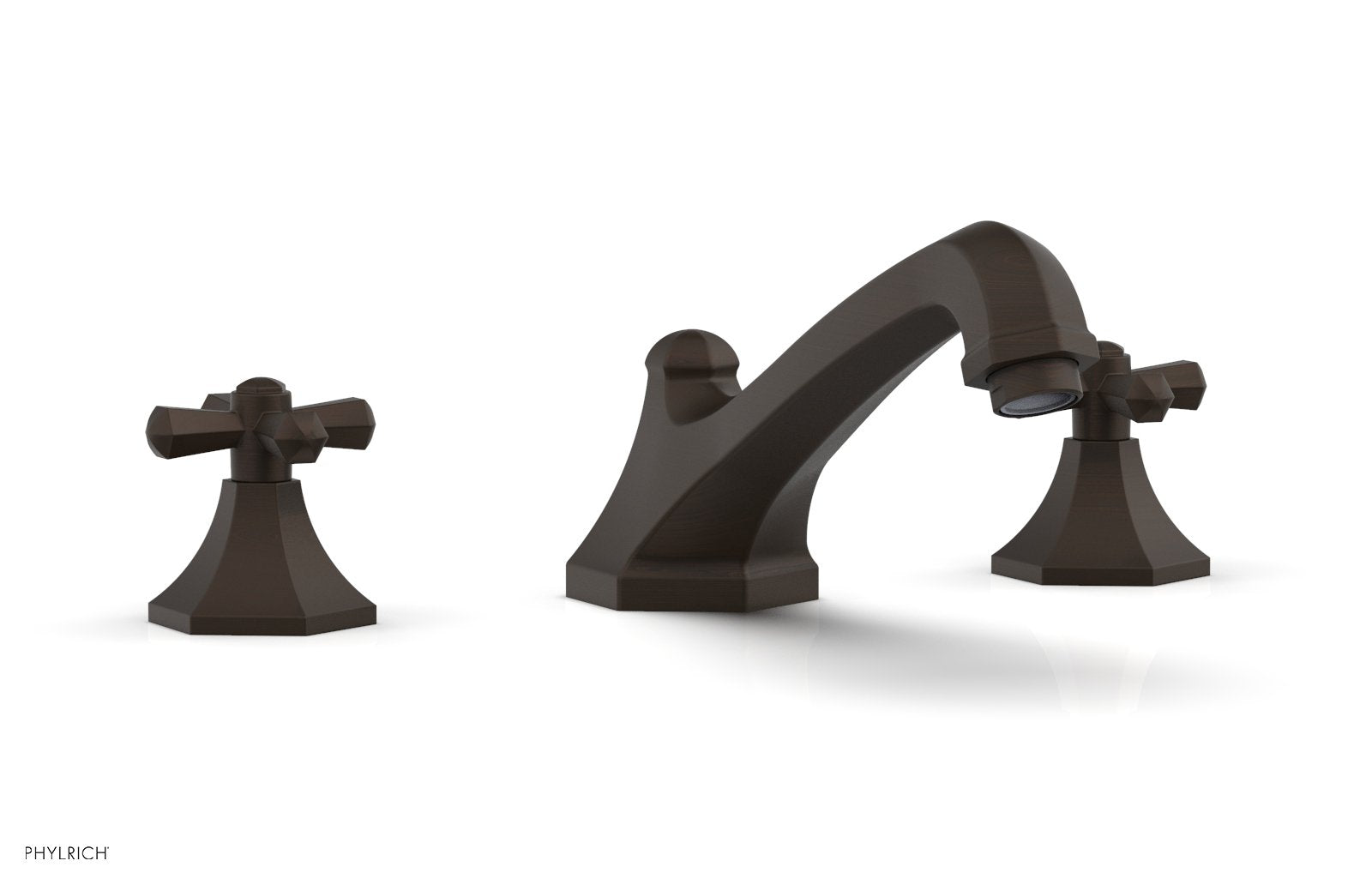 1-1/8" - Antique Bronze - LE VERRE & LA CROSSE Deck Tub Set - Cross Handles  by Phylrich - New York Hardware