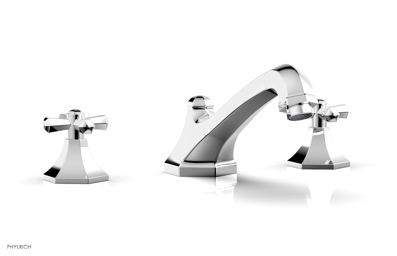 1-1/8" - Satin Brass - LE VERRE & LA CROSSE Deck Tub Set - Cross Handles  by Phylrich - New York Hardware