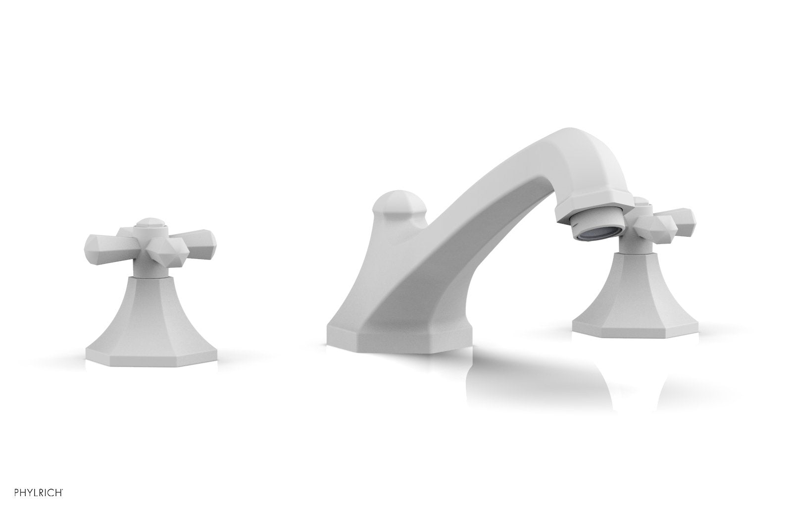 1-1/8" - Satin White - LE VERRE & LA CROSSE Deck Tub Set - Cross Handles  by Phylrich - New York Hardware