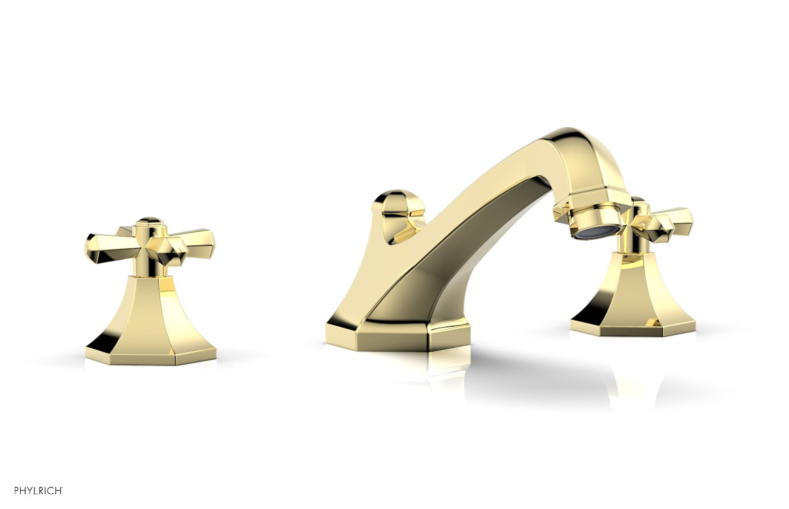 1-1/8" - French Brass - LE VERRE & LA CROSSE Deck Tub Set - Cross Handles  by Phylrich - New York Hardware