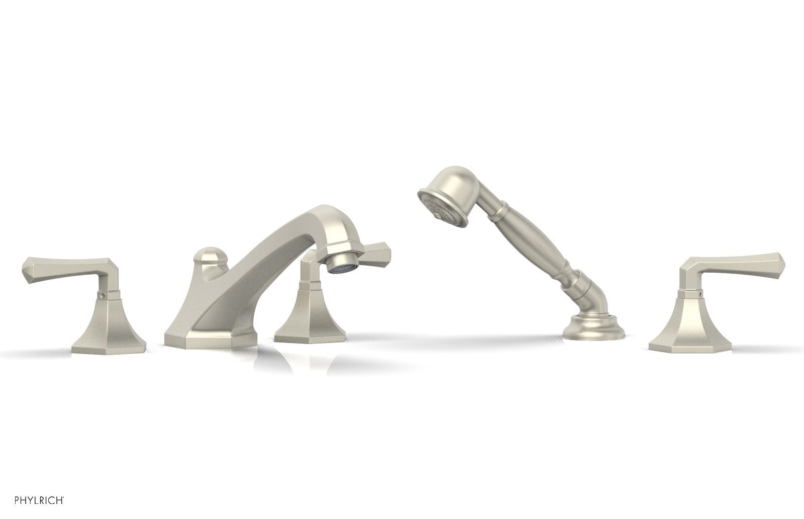 1-3/8" - Burnished Nickel - LE VERRE & LA CROSSE Deck Tub Set with Hand Shower - Lever Handles by Phylrich - New York Hardware