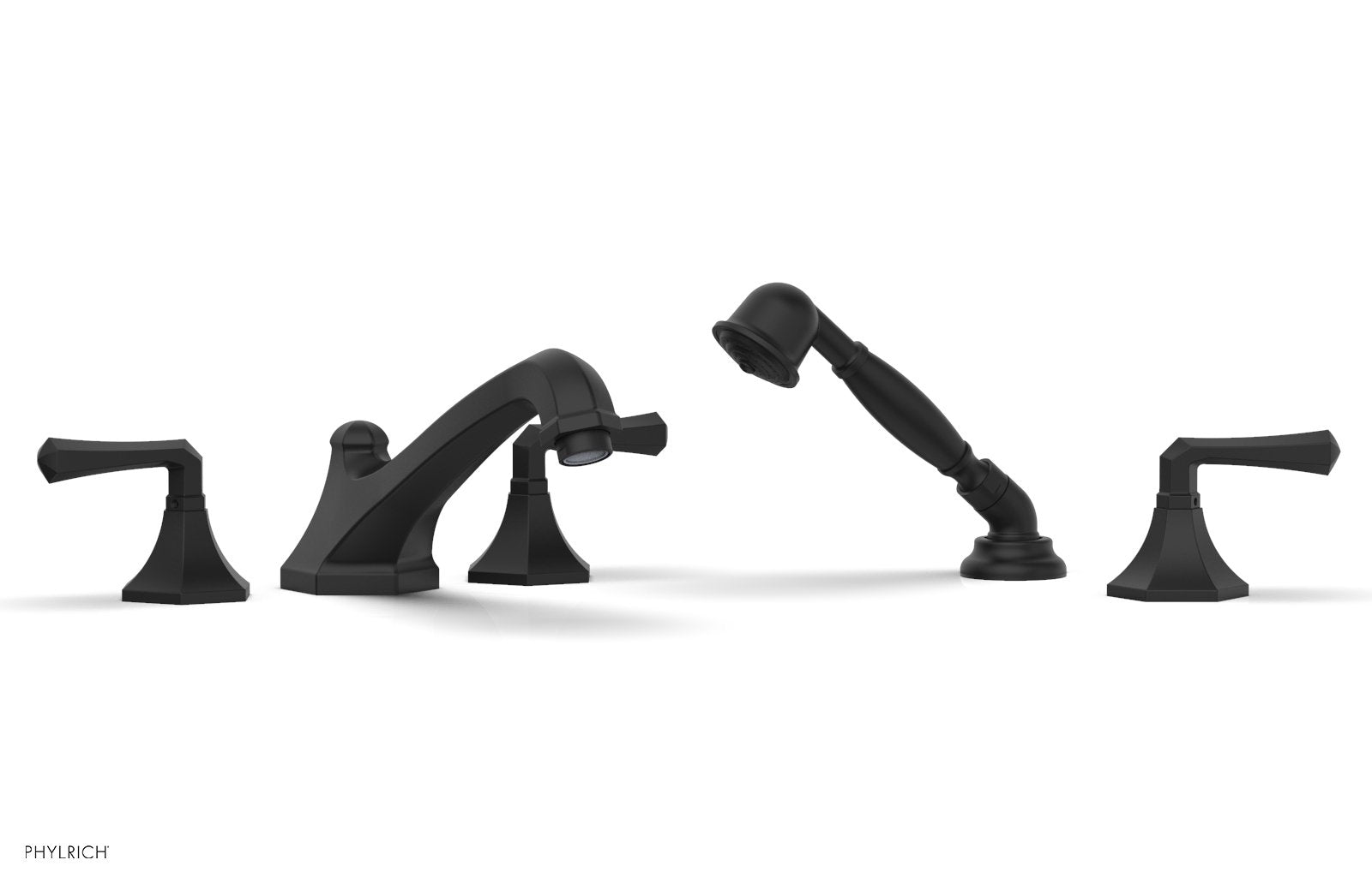 1-3/8" - Satin Nickel - LE VERRE & LA CROSSE Deck Tub Set with Hand Shower - Lever Handles by Phylrich - New York Hardware