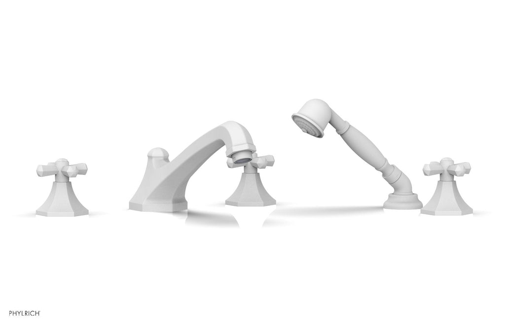 1-3/8" - Satin White - LE VERRE & LA CROSSE Deck Tub Set with Hand Shower - Cross Handles  by Phylrich - New York Hardware