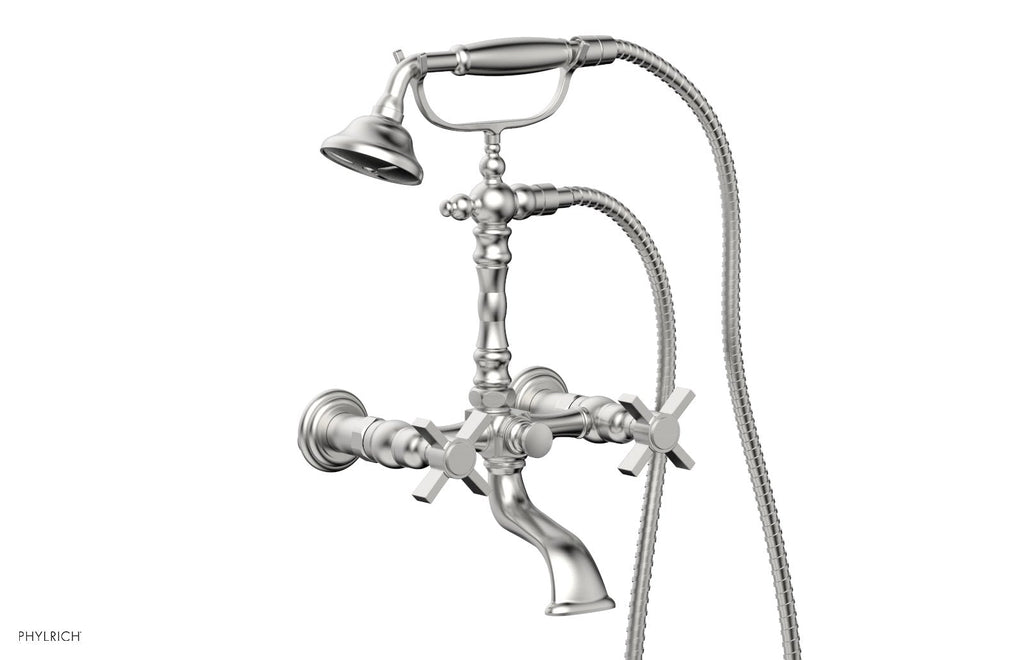 BASIC Exposed Tub & Hand Shower   Blade Cross Handle by Phylrich - Satin Chrome