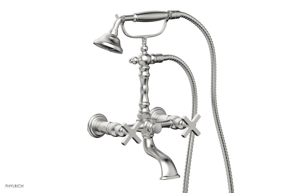 HEX MODERN Exposed Tub & Hand Shower   Cross Handle by Phylrich - Satin Chrome