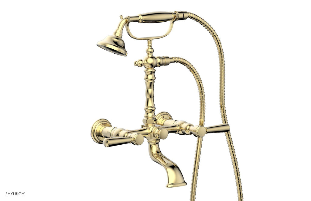 HEX TRADITIONAL Exposed Tub & Hand Shower   Lever Handle by Phylrich - Polished Brass Uncoated