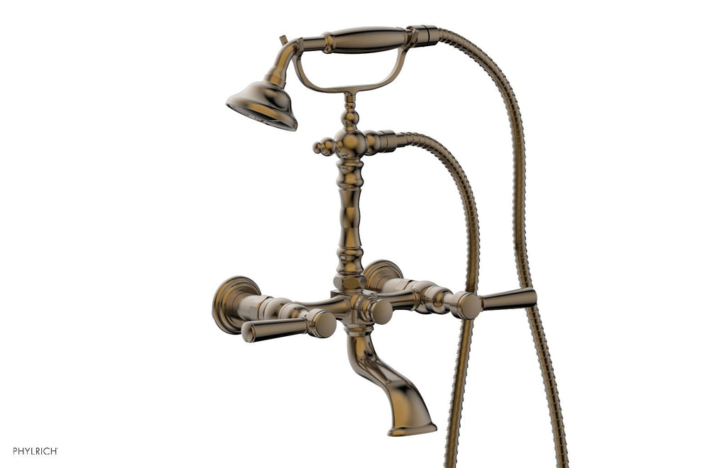 HEX TRADITIONAL Exposed Tub & Hand Shower   Lever Handle by Phylrich - Antique Brass