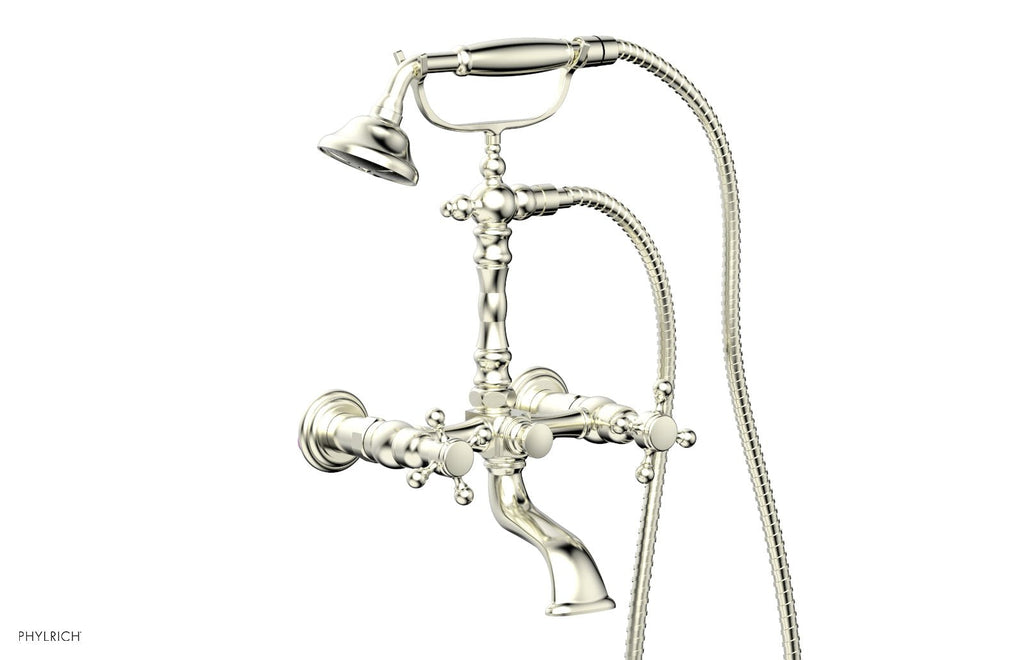 HEX TRADITIONAL Exposed Tub & Hand Shower   Cross Handle by Phylrich - Polished Brass