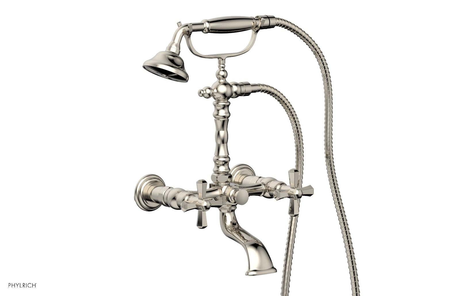 LE VERRE & LA CROSSE Exposed Tub & Hand Shower   Cross Handle by Phylrich - Polished Nickel