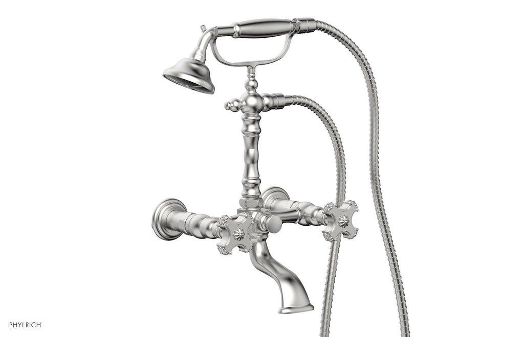 MARVELLE Exposed Tub & Hand Shower   Cross Handle by Phylrich - Satin Chrome