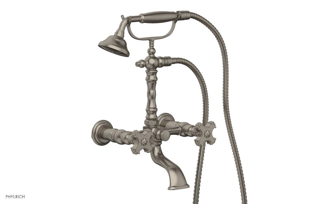 MARVELLE Exposed Tub & Hand Shower   Cross Handle by Phylrich - Pewter