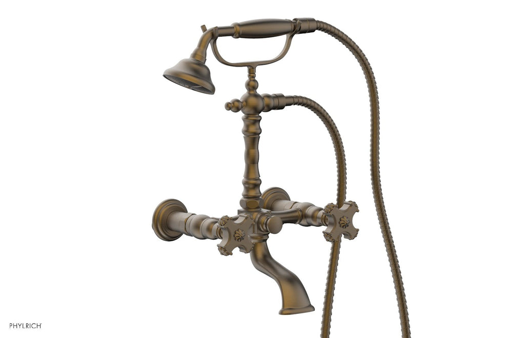 MARVELLE Exposed Tub & Hand Shower   Cross Handle by Phylrich - Old English Brass
