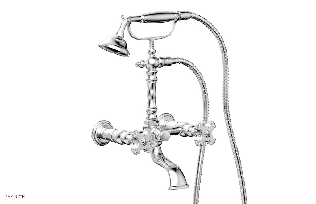 MARVELLE Exposed Tub & Hand Shower   Cross Handle by Phylrich - Satin Brass