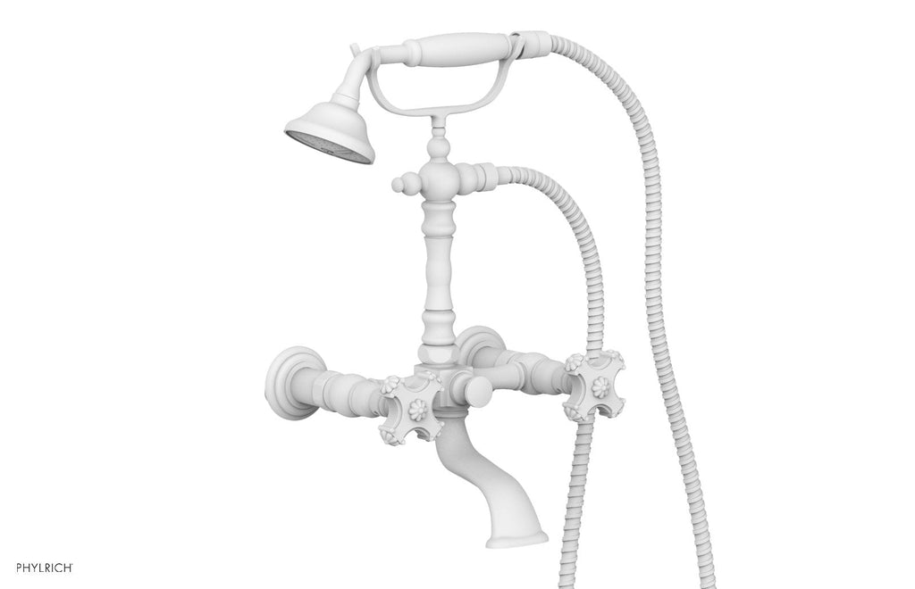 MARVELLE Exposed Tub & Hand Shower   Cross Handle by Phylrich - Satin White