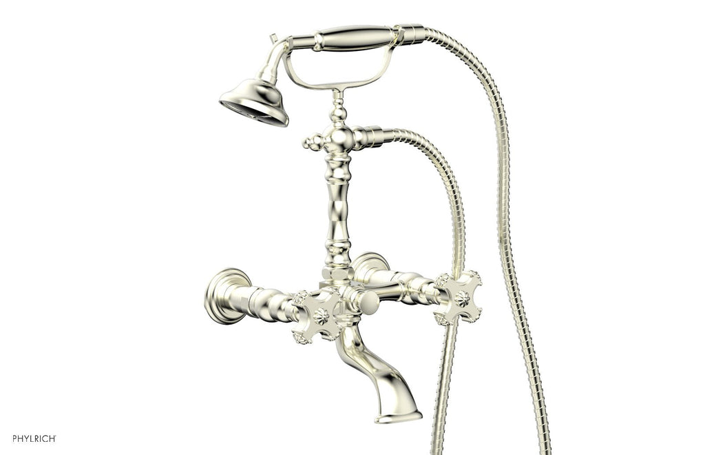 MARVELLE Exposed Tub & Hand Shower   Cross Handle by Phylrich - Polished Brass