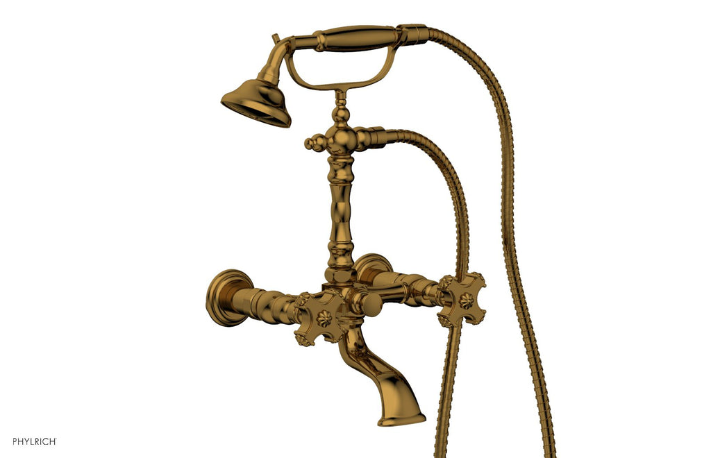 MARVELLE Exposed Tub & Hand Shower   Cross Handle by Phylrich - French Brass