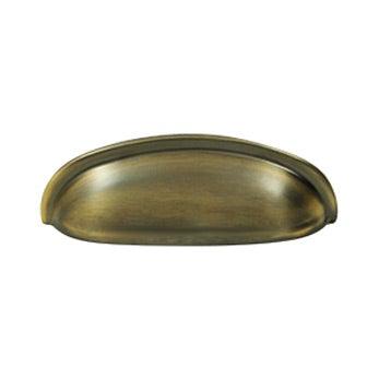 Elongated Shell Pull 4 1/2" - Antique Brass - New York Hardware Online