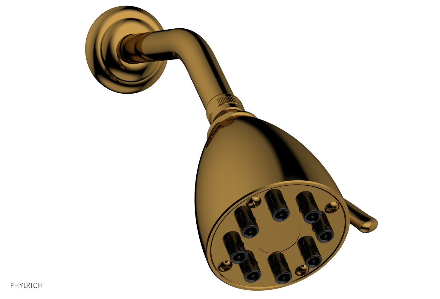 8 Jet 3 1/2" Round Shower Head by Phylrich - French Brass