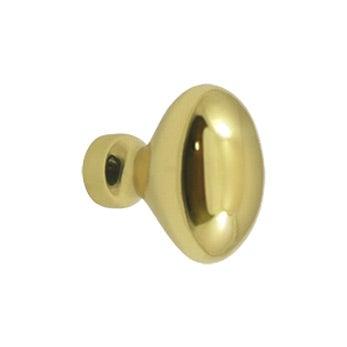 Solid Brass Oval Egg Knob 1 1/4" - Polished Brass - New York Hardware Online