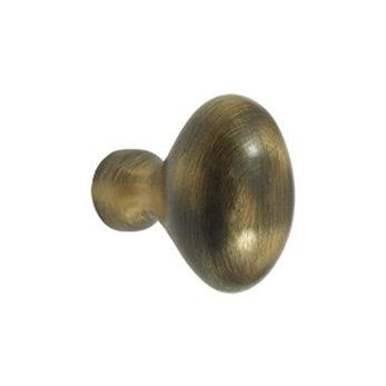 Solid Brass Oval Egg Knob 1 1/4" - Antique Brass - New York Hardware Online