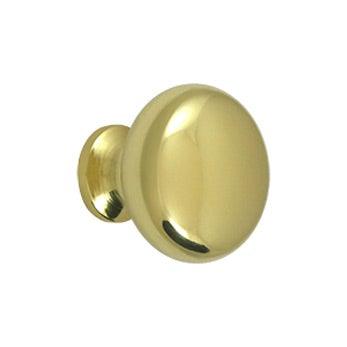 Round Solid Knob 1 1/4" - Polished Brass - New York Hardware Online