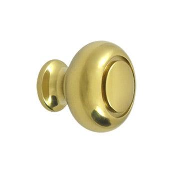 Round Groove Knob  1 1/4" - Polished Brass - New York Hardware Online