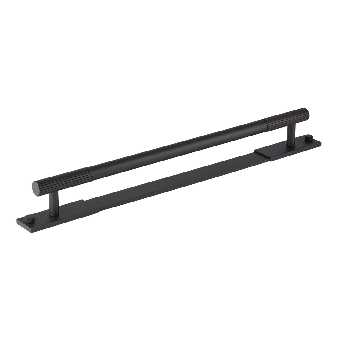 MIX Straight Knurled Appliance Pull Handle & Backplate by Armac Martin - 608mm - Matt White Lacquered