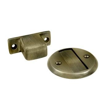 Magnetic Door Holder Flush 2 1/2" Diameter - Antique Brass - New York Hardware Online