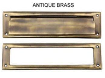 Mail Slot 13 1/8" with Interior Frame - Antique Brass - New York Hardware Online