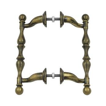 Off-Set Handle Pull, Back-To-Back Set - Antique Brass - New York Hardware Online