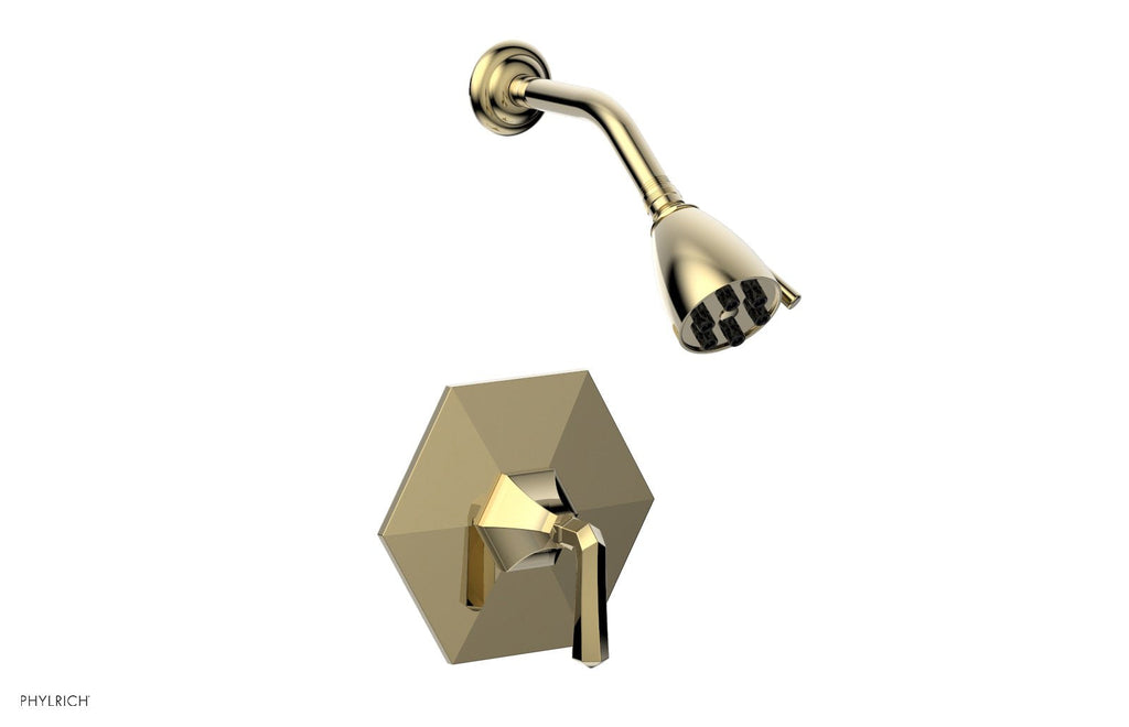 5" - Polished Brass Uncoated - LE VERRE & LA CROSSE Pressure Balance Shower Set - Lever Handle by Phylrich - New York Hardware