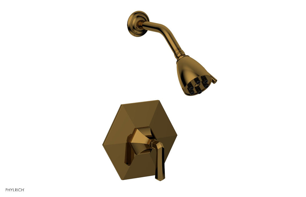 5" - French Brass - LE VERRE & LA CROSSE Pressure Balance Shower Set - Lever Handle by Phylrich - New York Hardware