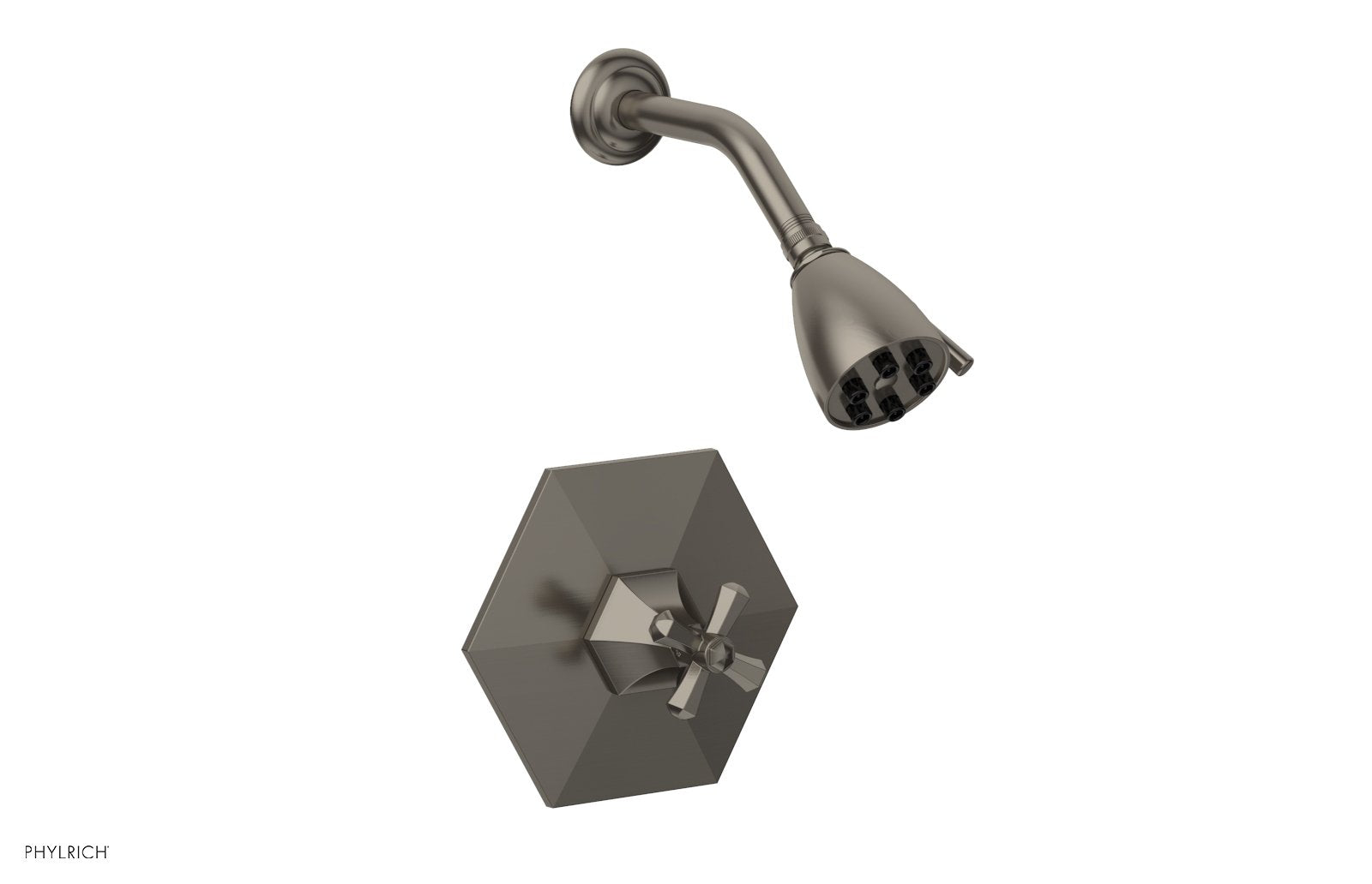 5" - Burnished Nickel - LE VERRE & LA CROSSE Pressure Balance Shower Set - Cross Handle by Phylrich - New York Hardware
