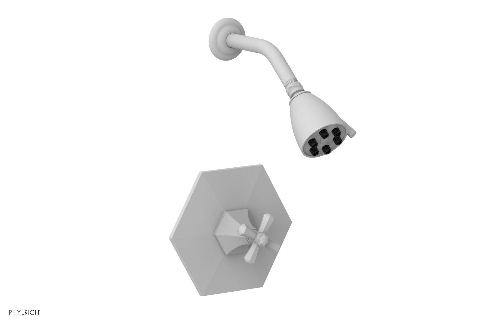 5" - Satin White - LE VERRE & LA CROSSE Pressure Balance Shower Set - Cross Handle by Phylrich - New York Hardware