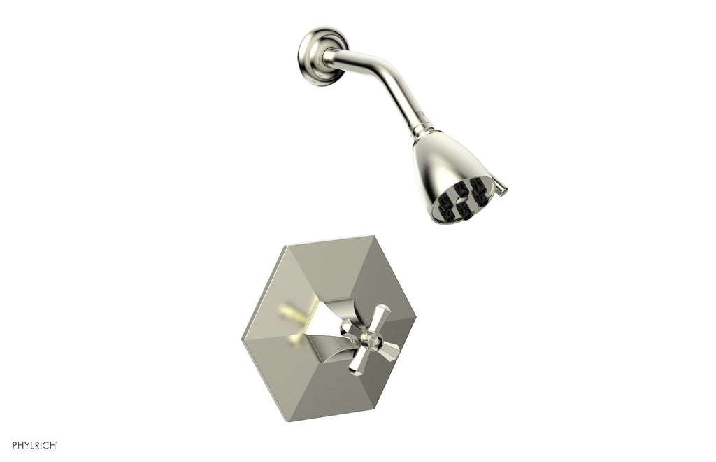 5" - Polished Brass - LE VERRE & LA CROSSE Pressure Balance Shower Set - Cross Handle by Phylrich - New York Hardware