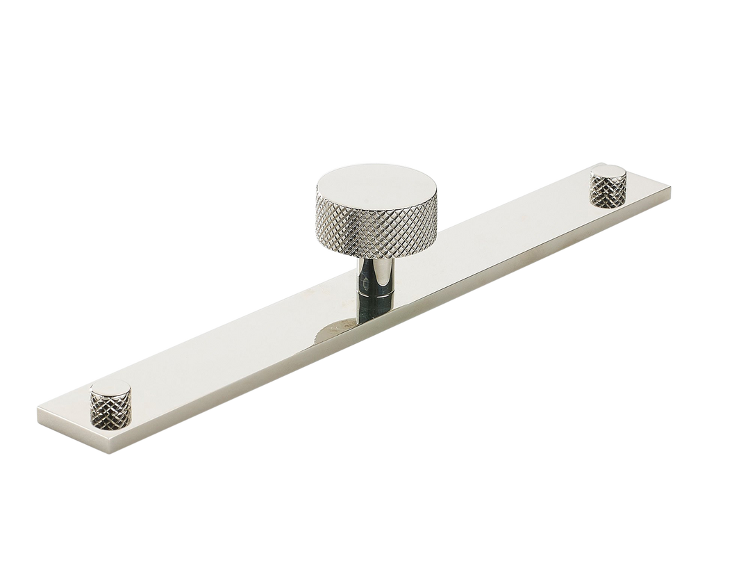 MIX Diamond Knurled Cabinet Knob & Backplate by Armac Martin - 192mm - Polished Nickel Plate