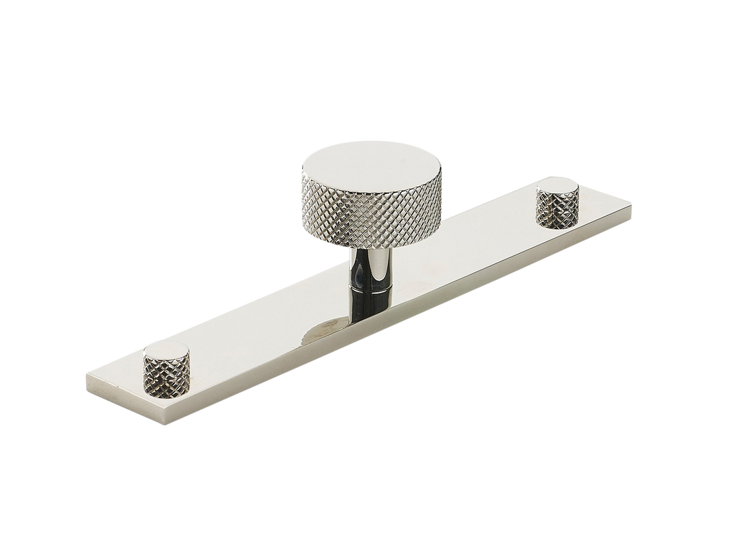 MIX Diamond Knurled Cabinet Knob & Backplate by Armac Martin - 128mm - Polished Nickel Plate