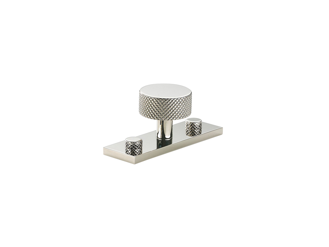 MIX Diamond Knurled Cabinet Knob & Backplate by Armac Martin - 54mm - Polished Nickel Plate