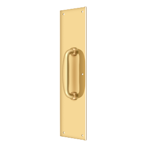 Brass Push Plate with Handle by Deltana -  - PVD Polished Brass - New York Hardware