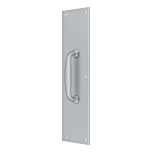 Brass Push Plate with Handle by Deltana -  - Brushed Chrome - New York Hardware