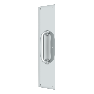 Brass Push Plate with Handle by Deltana -  - Polished Chrome - New York Hardware
