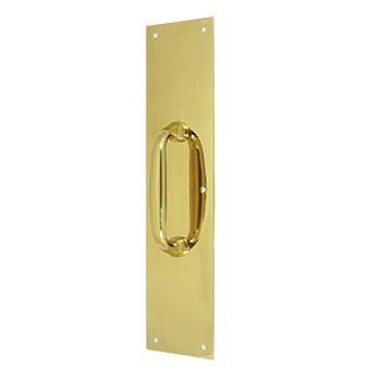 Push Plate w/ Handle 3 1/2"x 15 " - Handle 5 1/2" - Polished Brass - New York Hardware Online