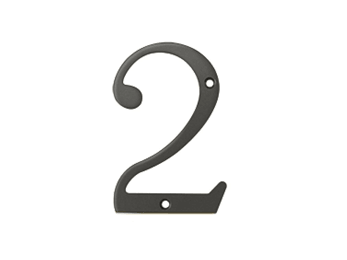 Solid Brass 4" Number #2 - Oil Rubbed Bronze - New York Hardware Online