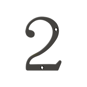 Home Accessories Solid Brass Numbers 2 by Deltana - 4" - Oil Rubbed Bronze - New York Hardware