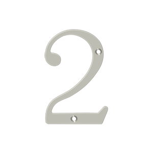 Home Accessories Solid Brass Numbers 2 by Deltana - 4" - Brushed Nickel - New York Hardware